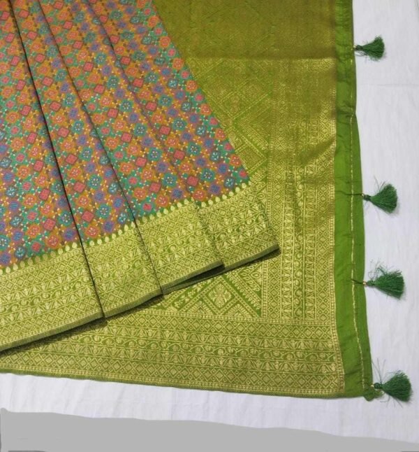 henna green banarasi silk saree