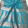 turquoise banarasi silk saree