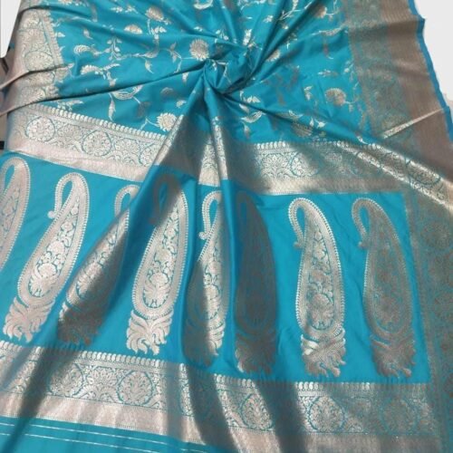 Light Turquoise Banarasi Silk Saree turquoise banarasi silk saree