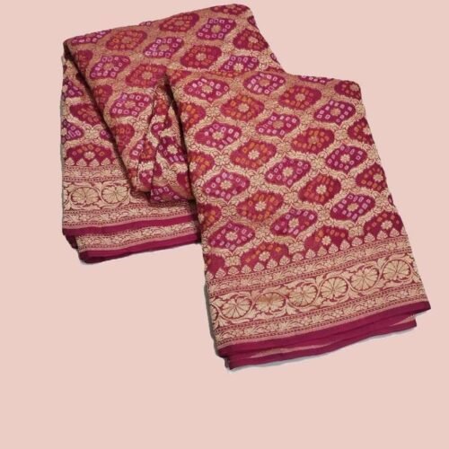 Magenta Handloom Pure Khaddi Banarasi Saree