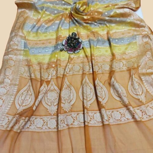 Yellow Handloom Pure Khaddi Banarasi Saree