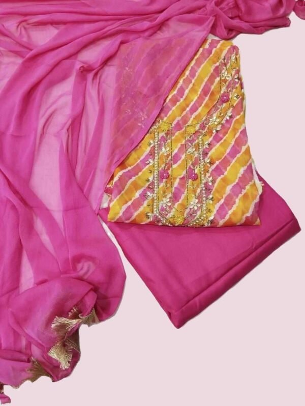 Mustard Pure Organza Unstitched Suit