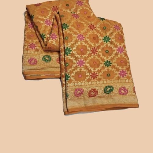 Mustard Handloom Pure Khaddi Banarasi Saree
