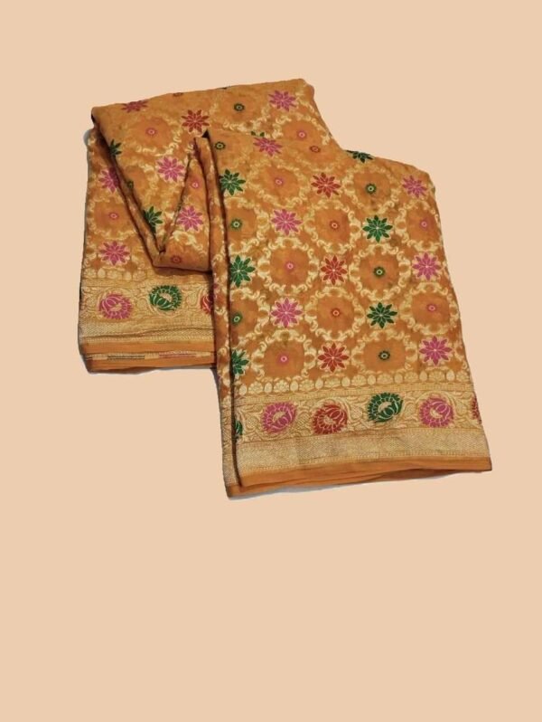 Mustard Handloom Pure Khaddi Banarasi Saree