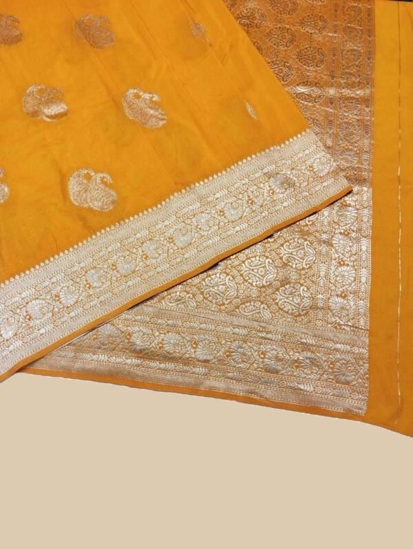Mustard Yellow Banarasi Silk Saree handloom banarasi silk saree