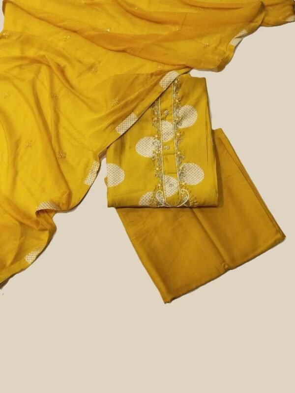 Light Mustard Modal Unstitched Suit