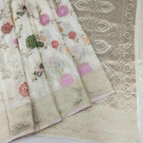 Off-White Banarasi Silk Saree Banarasi Silk Saree