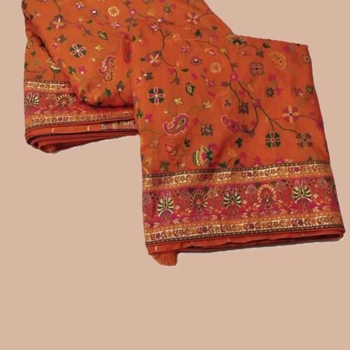 Orange Banarasi Silk Saree handloom banarasi silk saree
