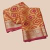 Orange Handloom Pure Khaddi Banarasi Saree