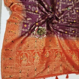 purple banarasi silk saree