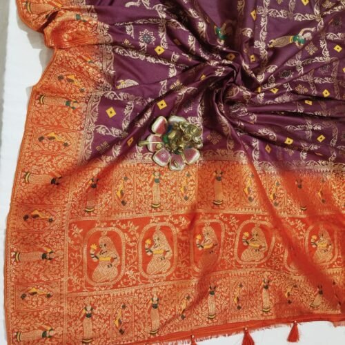 Purple Red Banarasi Silk Saree purple banarasi silk saree