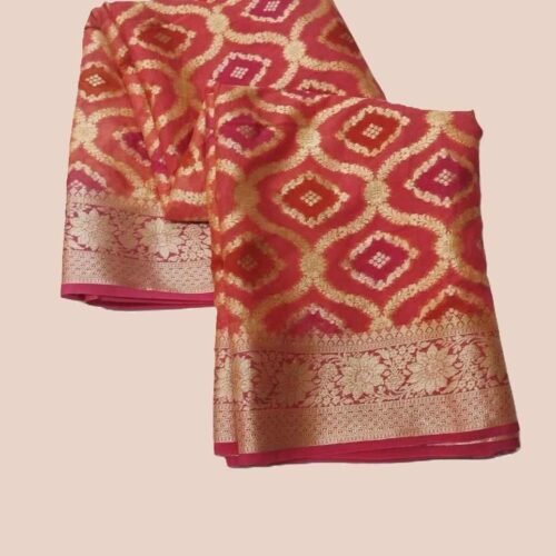 Red Handloom Pure Khaddi Banarasi Saree