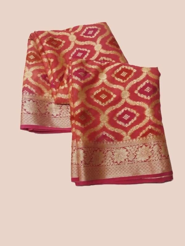 Red Handloom Pure Khaddi Banarasi Saree