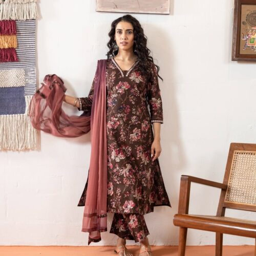 Digital Printed Pant Suit With Dupatta