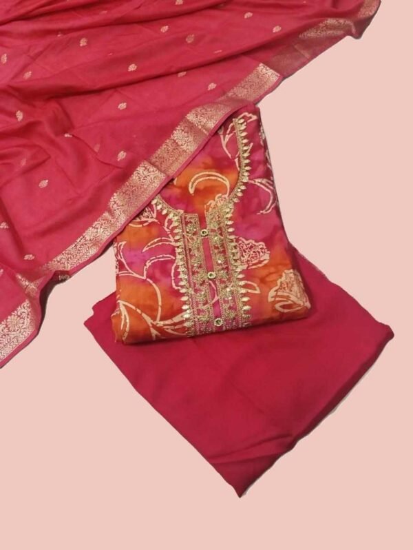 Orange/Pink Modal Unstitched Suit