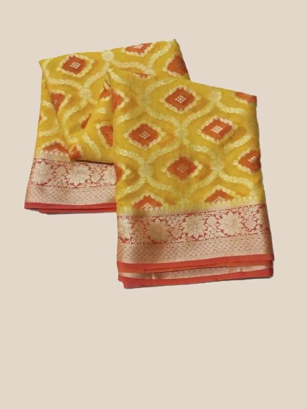 Yellow Handloom Pure Khaddi Banarasi Saree