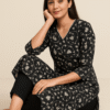 Black Printed Stitched Suit With Dupatta