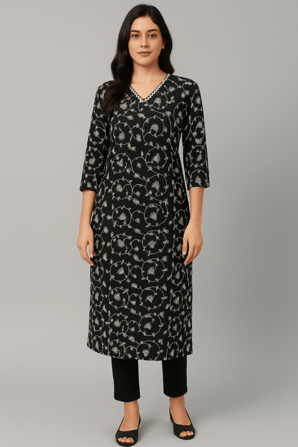 Black Printed Stitched Suit With Dupatta