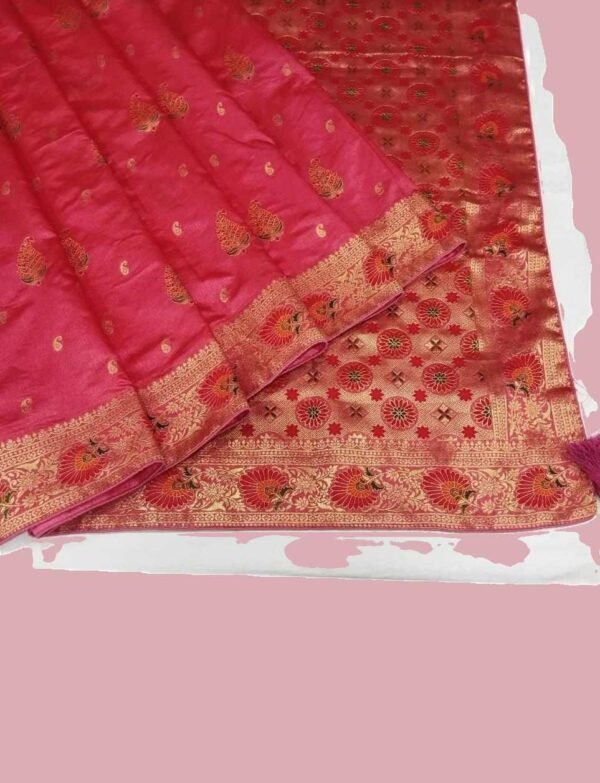 Rose Pink Designer Silk Saree