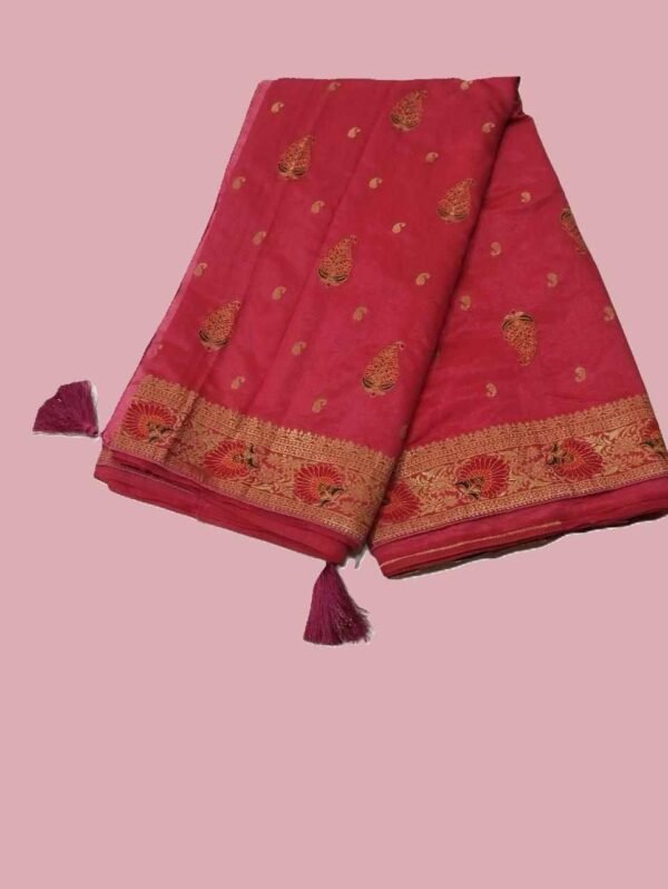 Rose Pink Designer Silk Saree