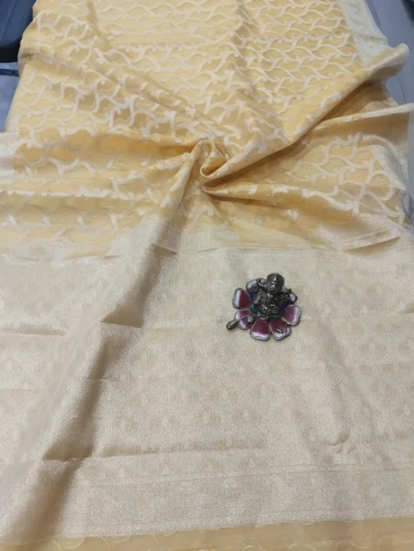 BS001875-1(4) Yellow Handloom Organza Saree