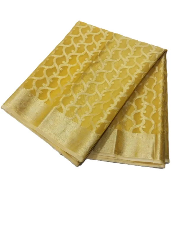 BS001875-1(5) Yellow Handloom Organza Saree