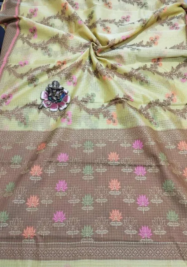 Mehandi Handloom Pure Cotton Saree