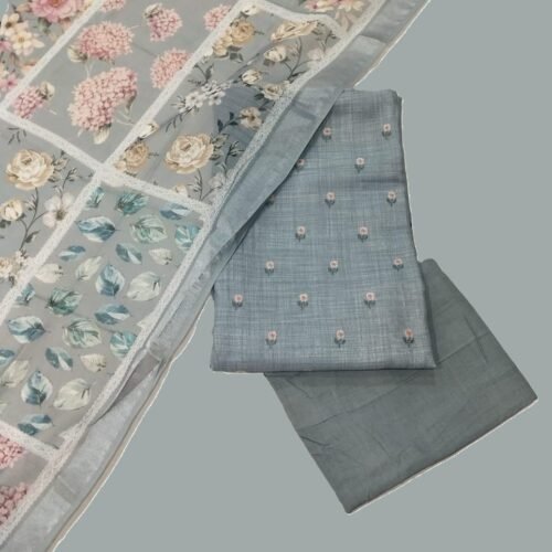 Light Blue Pure Linen Unstitched Suit