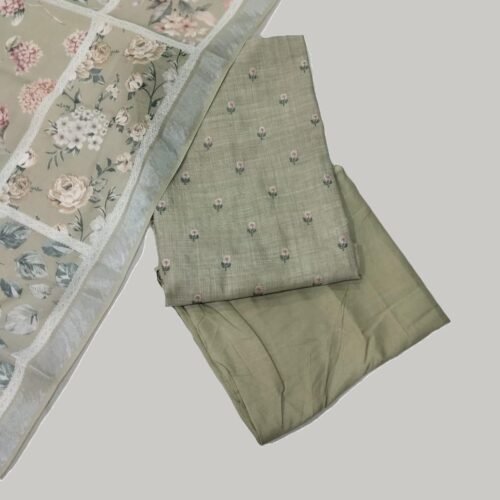 Light Khaki Pure Linen Unstitched Suit
