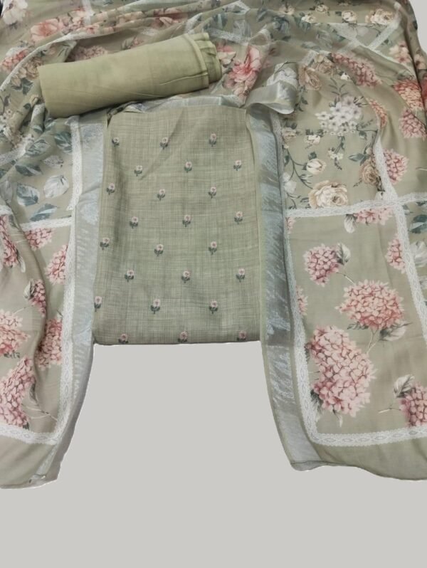 Light Khaki Pure Linen Unstitched Suit