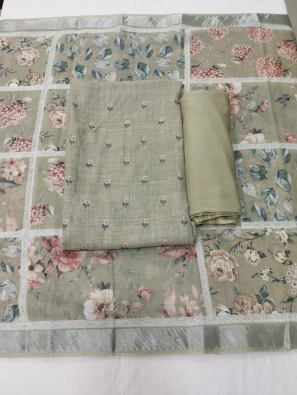 Light Khaki Pure Linen Unstitched Suit