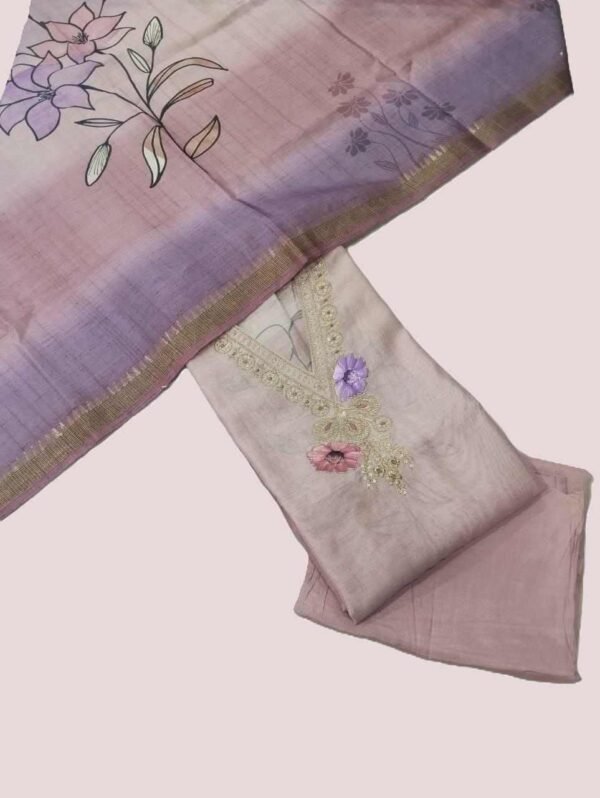 Beige Silk Unstitched Suit