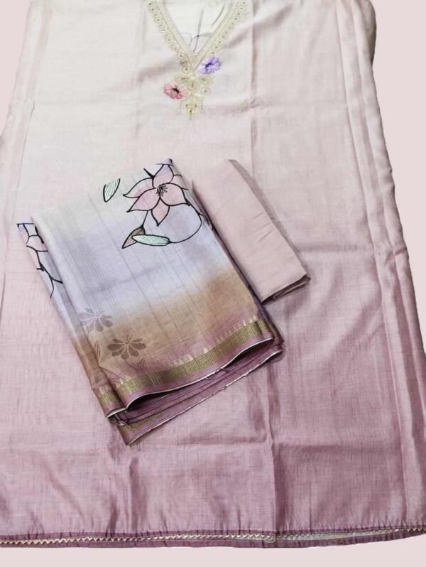 Beige Silk Unstitched Suit