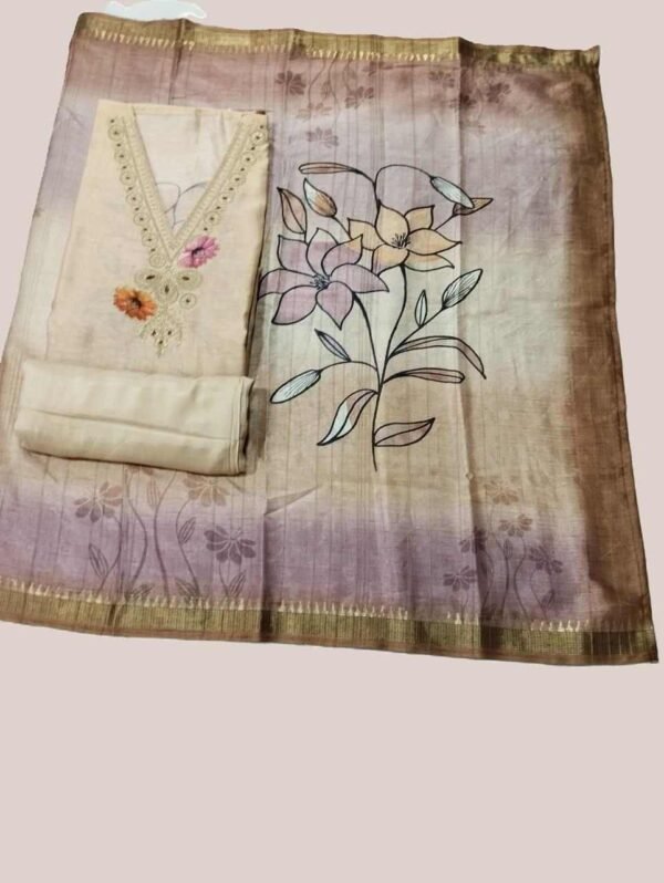Off White Silk Unstitched Suit