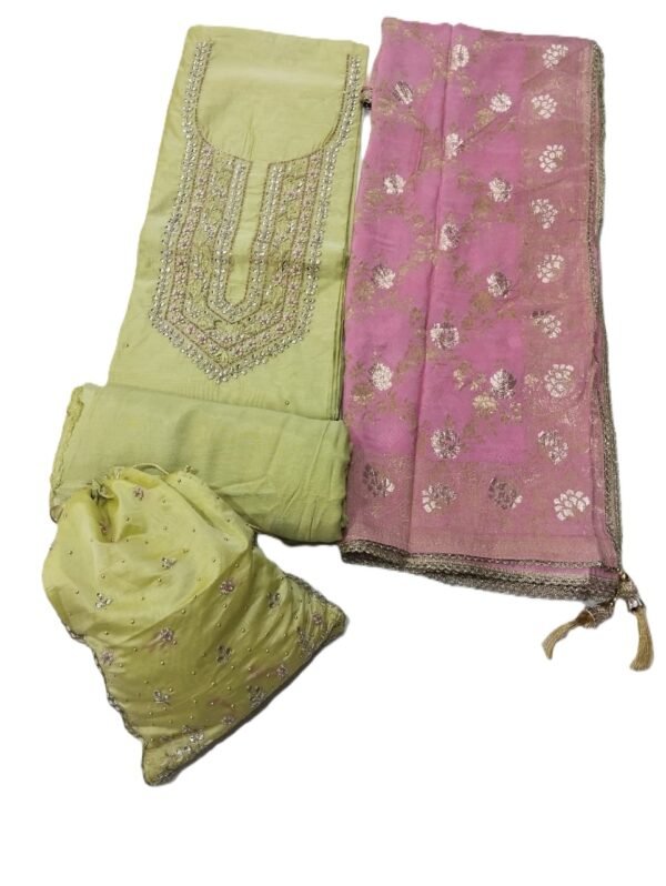 BS002072-1(2) Light Green Chanderi Unstitched Suit