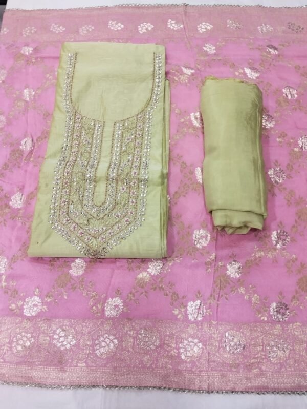 BS002072-1(5) Light Green Chanderi Unstitched Suit