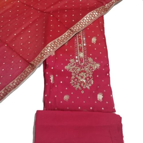 Pink Unstitched Organza Suit
