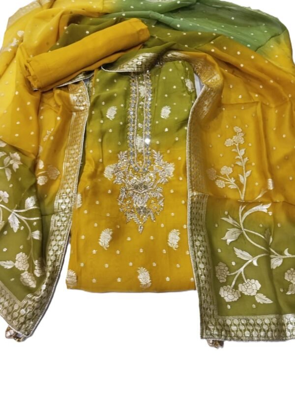 BS002073-2(2) Mustard Yellow Organza Unstitched Suit