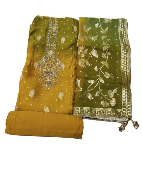 BS002073-2(3) Mustard Yellow Organza Unstitched Suit