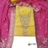 Mustard Yellow Chanderi Unstitched Suit