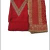 Bright Red Pure Chanderi Unstitched Suit
