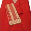 Bright Red Pure Chanderi Unstitched Suit