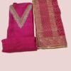 Pink Chanderi Unstitched Suit