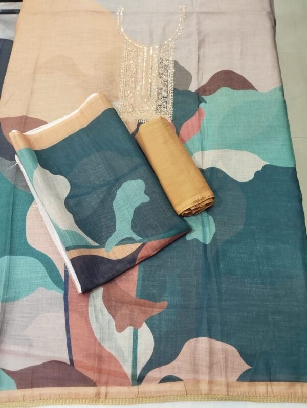 Digital Print Pure Linen Unstitched Suit