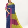 BSOS0042-1(5) Navy Blue Handloom Pure Linen Saree