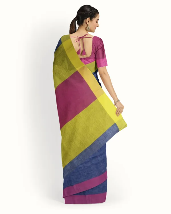 BSOS0042-1(6) Navy Blue Handloom Pure Linen Saree