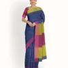 BSOS0042-1(7) Navy Blue Handloom Pure Linen Saree