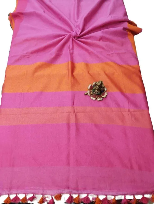 BSOS0042-2(10) Pink Handloom Pure Linen Saree