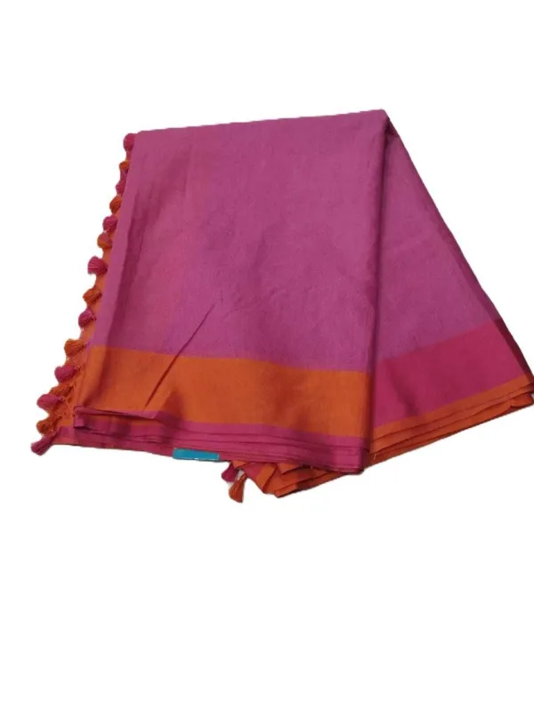BSOS0042-2(8) Pink Handloom Pure Linen Saree