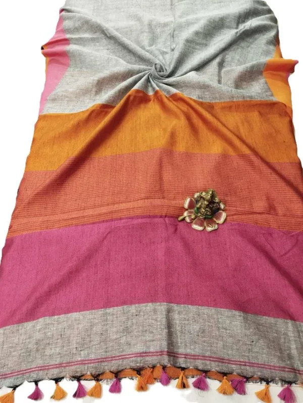 Gray Handloom Pure Linen Saree
